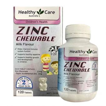 Viên kẽm Healthy Care Zinc Milk Flavour 120 Chewable Tablets