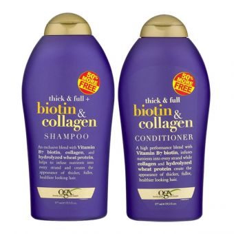 Bộ dầu gội và dầu xả Thick and Full Biotin Collagen Organix 577ml