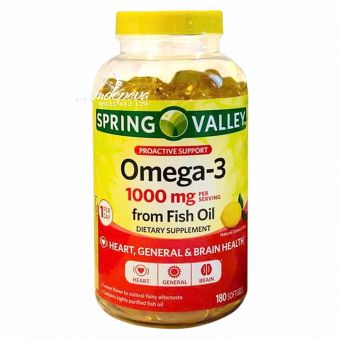 Dầu cá Spring Valley Omega-3 1000mg From Fish Oil 180 viên